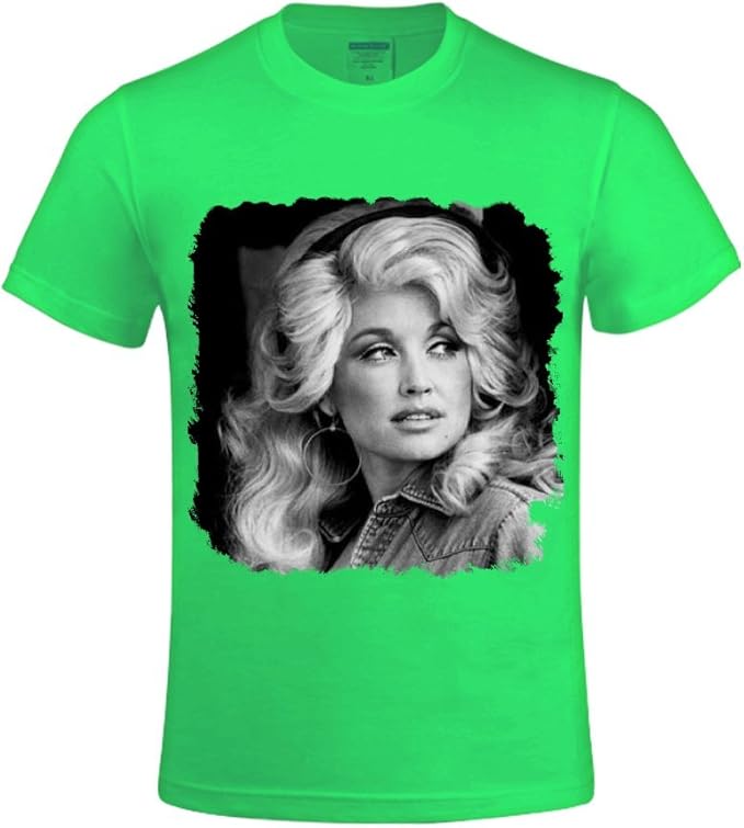 Personalized Dolly Parton T Shirts Men Cotton Round Collar Black Green