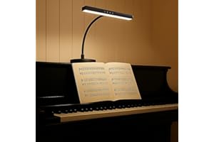 VAGARYLIGHT Piano Light for Upright Piano,Wide Illumination Covering Music Sheet 88 Key LED Piano Lamp for Grand/Digital Pianos,Dimmable Desk Lamp 3 Color Modes,Gooseneck,Timer,Eye Care Music Stand Light Black