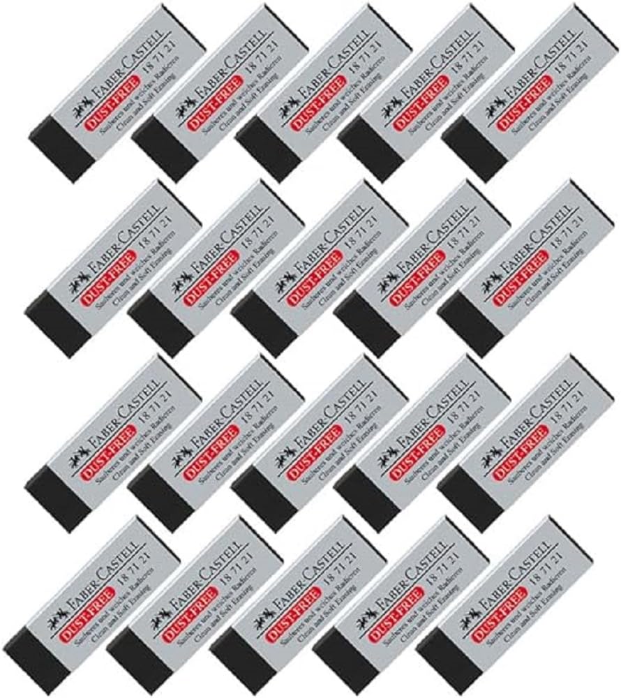 FABER-CASTELL 205052 Dust-Free Erasers Plastic Black Pack of 20