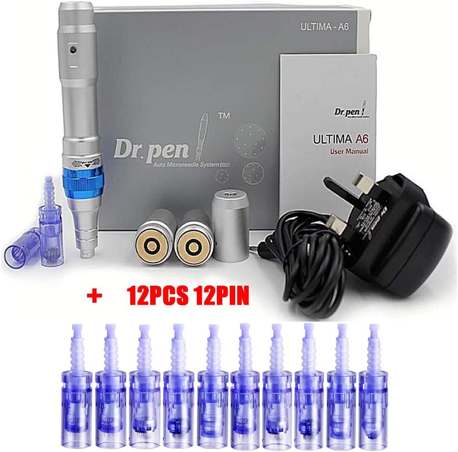Electric Auto Dr.Pen Ultima A6 Wireless Derma Pen Stamp Microneedling Anti-Aging Pen with 12pcs 12Pin Needles Cartridges
