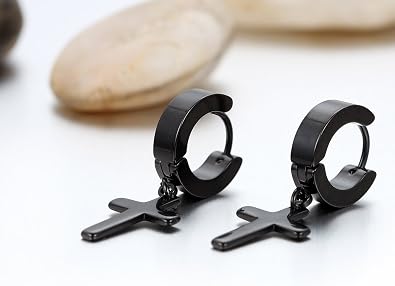 Pendientes de Cruz Semental Aro, Acero inoxidable