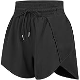 Women's Running Shorts High Waisted Athletic Workout Shorts Gym Quick Dry Casual Shorts with Liner Zipper Pocket