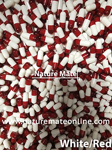 Nature Mate 00 Empty Gelatin Capsule White/Red 1000 Count (US Quality)