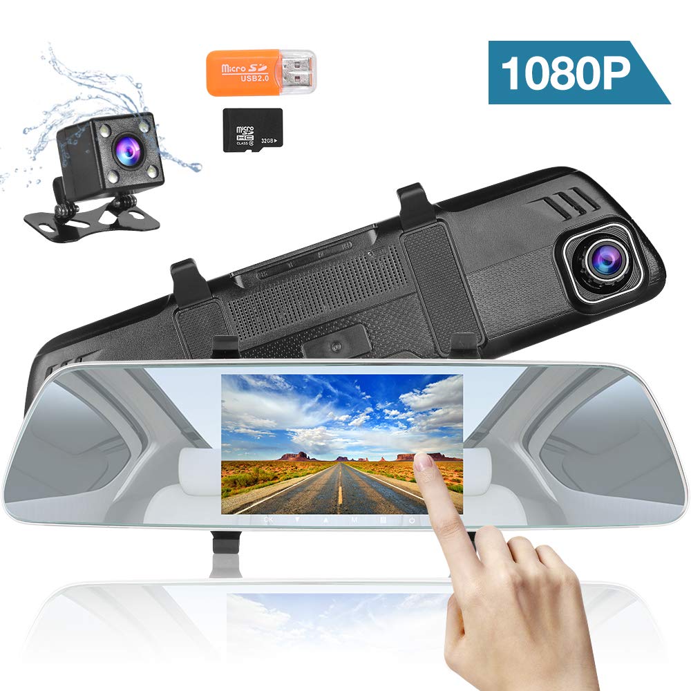 Mirror Dash Cam Front and Rear Camera 5.0" IPS Touch Amazon.co.uk