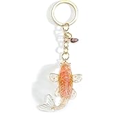 SHTALHST Koi Fish Keychain for Women Good Luck Keycharm Elegant Swimming Fish Keyring Blessing Gifts