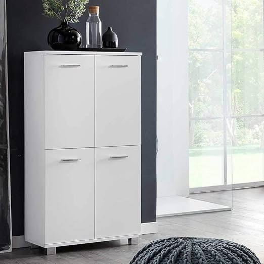 Pharao24 4 türiger Badschrank in Weiß 60 cm breit