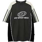 Mens Oversize Graphic Raglan T Shirt Vintage Letter Print Speedway Racing Tees Casual Unisex Streetwear Tops