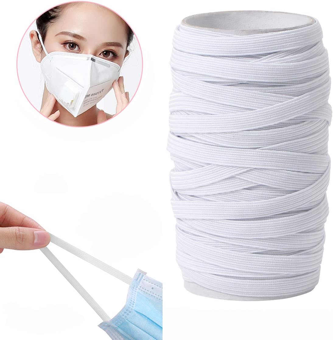 Holibanna 10Mx6MM Flat Elastic Band Cord String for Sewing Knitting Arts Crafts Clothing Clothes Accessories