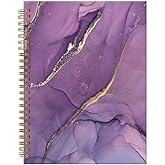 ZHIZHEND Spiral Journal Notebook,A5 Hardcover Lined Journals for Women Girl 6 x 8.3 in,120 Pages Thick Paper,Cute College Ruled Writing Notebook for Gifts Office Work School(Chic Purple Marble)