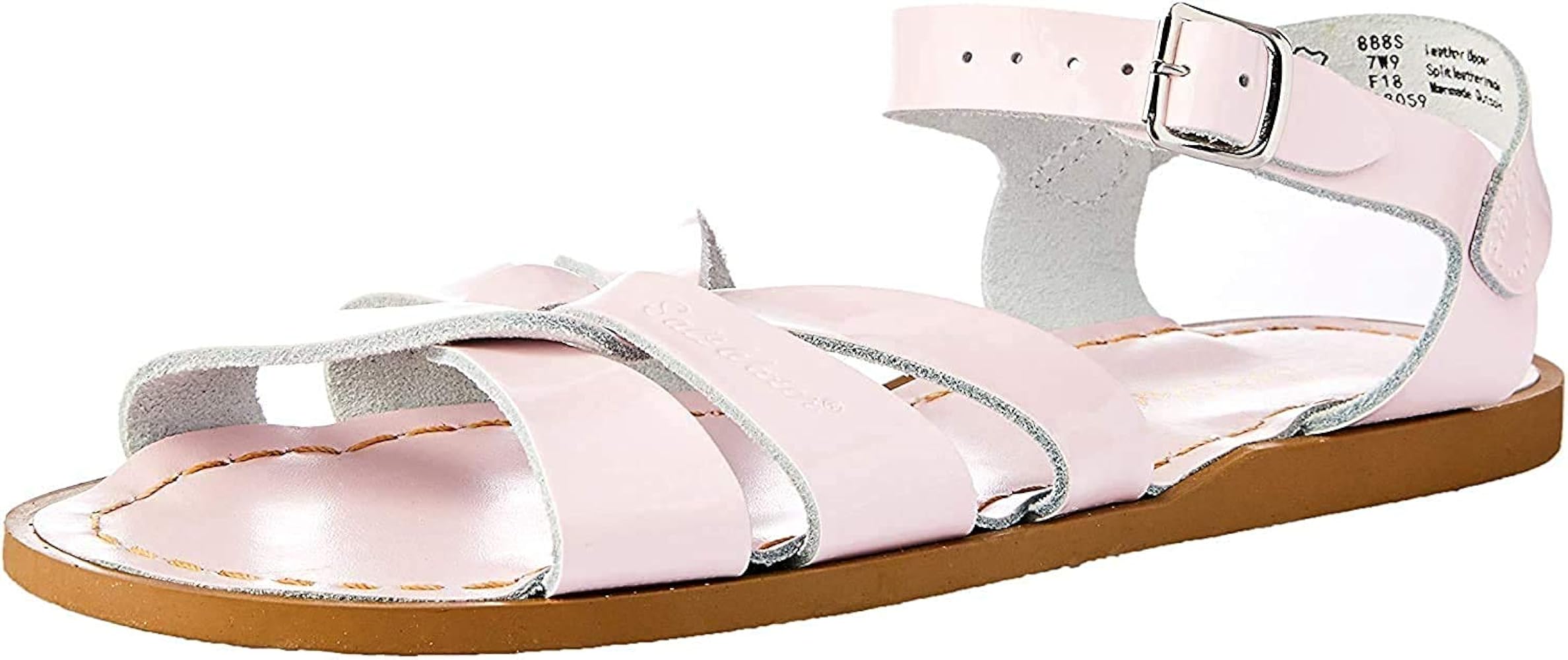 saltwater sandals shiny pink