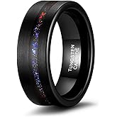 TRUMIUM 8mm Mens Wedding Band Tungsten Rings for Men Women Copper Sand Groove Center Black Mens Rings Beveled Edges Comfort Fit Size 7-13