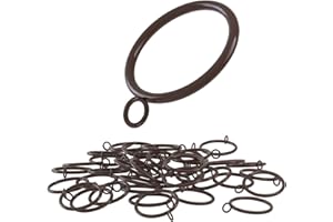 ANJUU 42 PCS Curtain Rings, 1.5 Inch Cocoa Tone Metal Curtain Drape Sliding Eyelet Rings-Hanging Rings for Curtains and Rods, Fits Up to 1 1/4-Inch Rod(Clips Not Included)