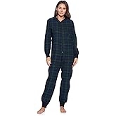 Ashford & Brooks Women's Flannel Hooded One Piece Pajama Union Jumpsuit