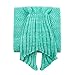 JR.WHITE Mermaid Tail Blanket for Kids,Hand Crochet Snuggle Mermaid,All Seasons Seatail Sleeping Bag Blanket(Mint)