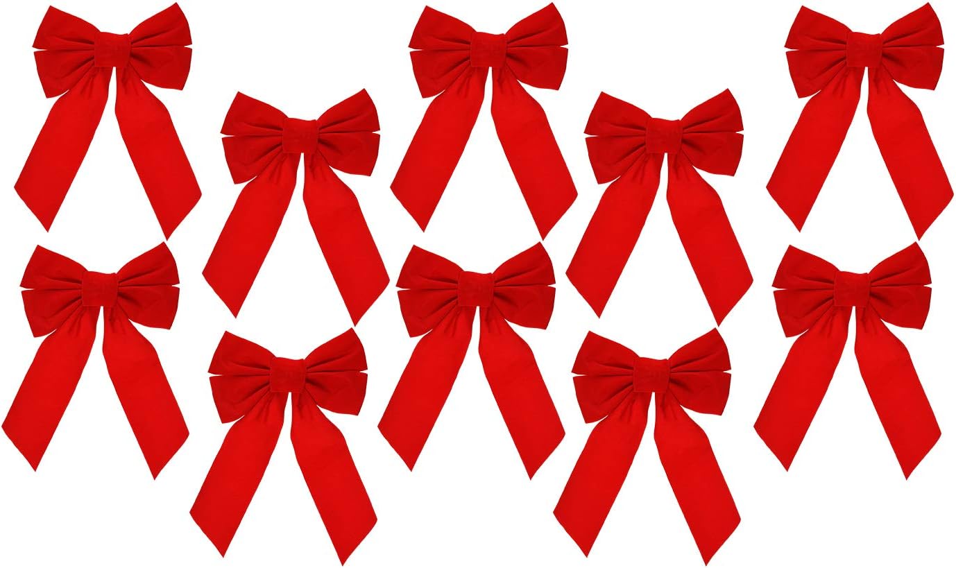 Bows & Ribbons - Celebrate A Holiday Red Velvet Christmas Wreath Bow, Set of 10 - Dimensions of 9