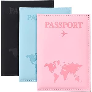 3 Pack Passport Covers, Passport Holder for Travel Women Men Passports Wallet Cover Case PU Leather Passports Holder Case wit