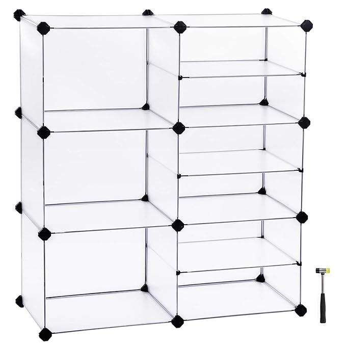 SONGMICS Regalsystem, modularer Standschrank aus Kunststoff, ineinandergreifende Würfel, mit Trennwänden, einfache Montage, f