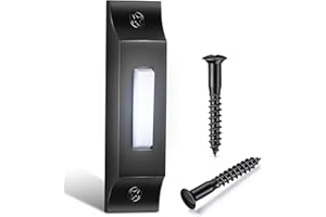 Enhon Metal Doorbell Push Button, Heavy Duty LED Lighted Wired Door Bell, Solid Wall Mounted Button for Home, Garage, Universal Garage Door Opener Switch Property in Copyright(Matte Black)