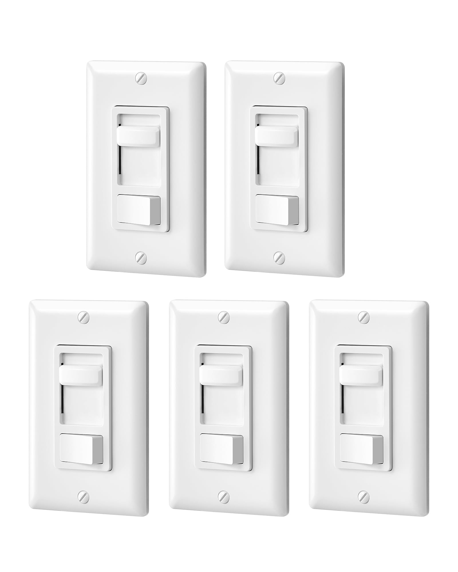 Photo 1 of DEWENWILS Dimmer Switch for LED Lights, 600W Incandescent/Halogen and 150W CFL/LED, Single-Pole or 3-Way Dimmer Light Switch, ETL ? cUL Listed, White, 5 Packs