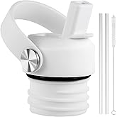 VGHNQ White Straw Lid for Hydro Flask Standard Mouth 18 21 24 oz, Replacement Sport Cap with Handle, BPA-Free Straw Lid with 2 Straws + Brush, for Office School Travel Daily Commute