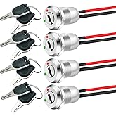 Gebildet 12mm On/Off Metal Key Lock Switch Prewired Key Switch Lock Maintained Latching Key Switch(Pack of 4)