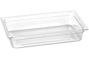Carlisle FoodService Products Storplus Full-Size Plastic Food Pan for Catering, Buffets, and Restaurants, Polycarbonate, Full Size 4 Inches Deep, Clear, (Pack of 6)