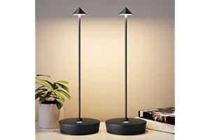 YIBEN 2Pack Rechargeable Cordless Table Lamp, Portable Powered LED Battery 6000mAh Metal USB Desk Lamp, 3 Levels Brightness Light for Restaurants Outdoor (2pack Black)