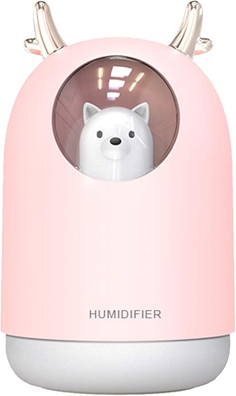 Amazon Co Jp 加湿器 卓上 加湿器超音波車加湿器大容量300ml12時間連続加湿漏れ防止設計7色ledライトかわいい動物型デスクトップ 加湿器 ピンク ホーム キッチン