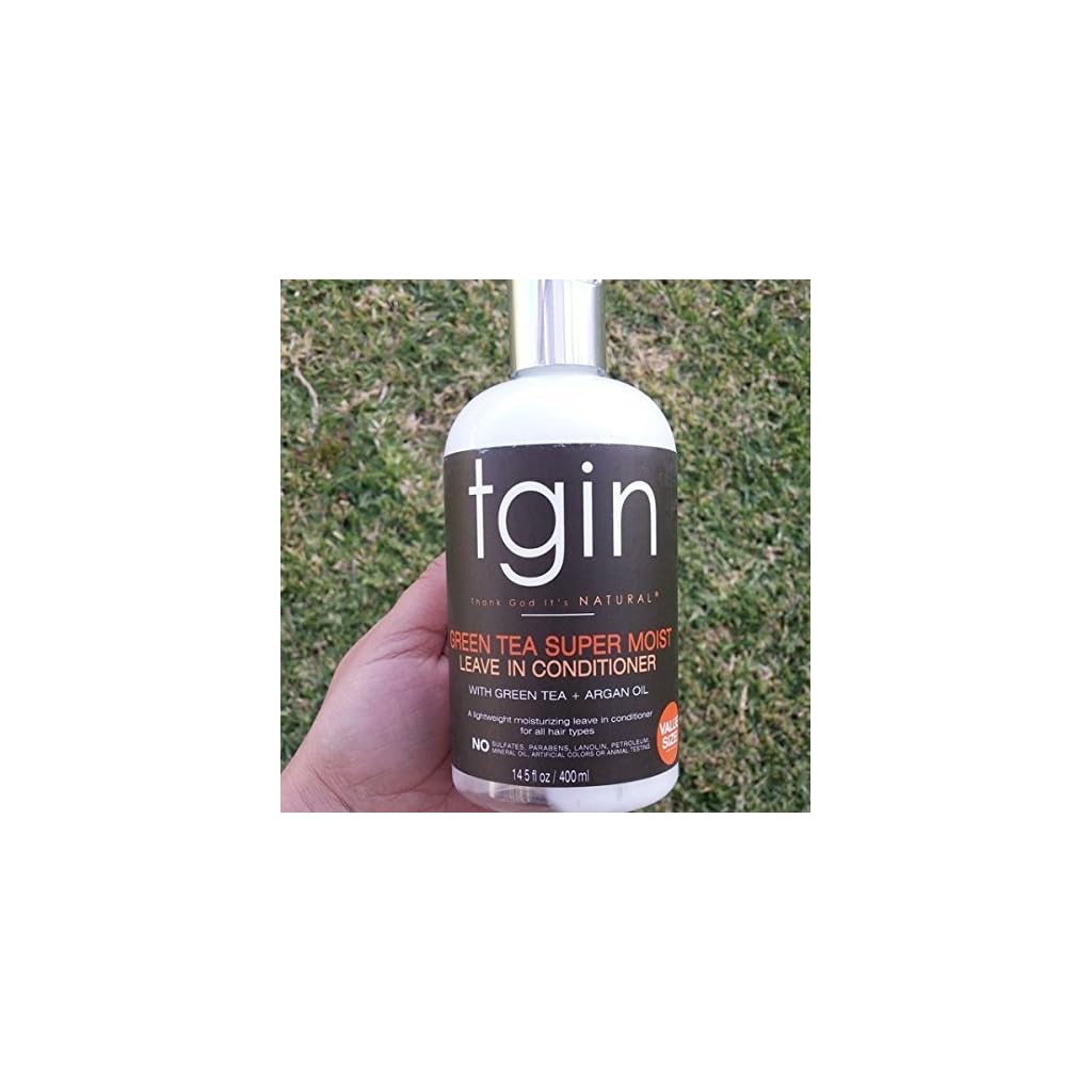 tgin Green Tea Super Moist Leave in Conditioner For Natural Hair, Argan oil, White, Green Tea