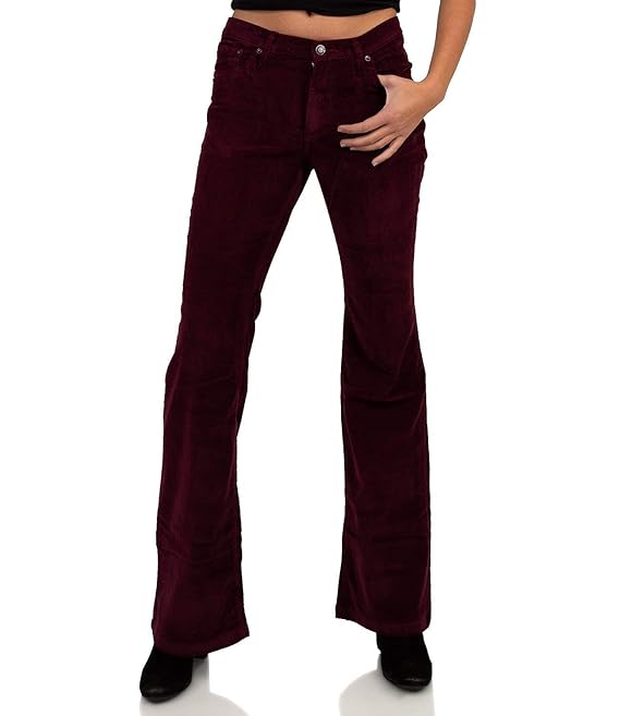 Slim Fit Stretch Cordhose weinrot Bootcut Schlag