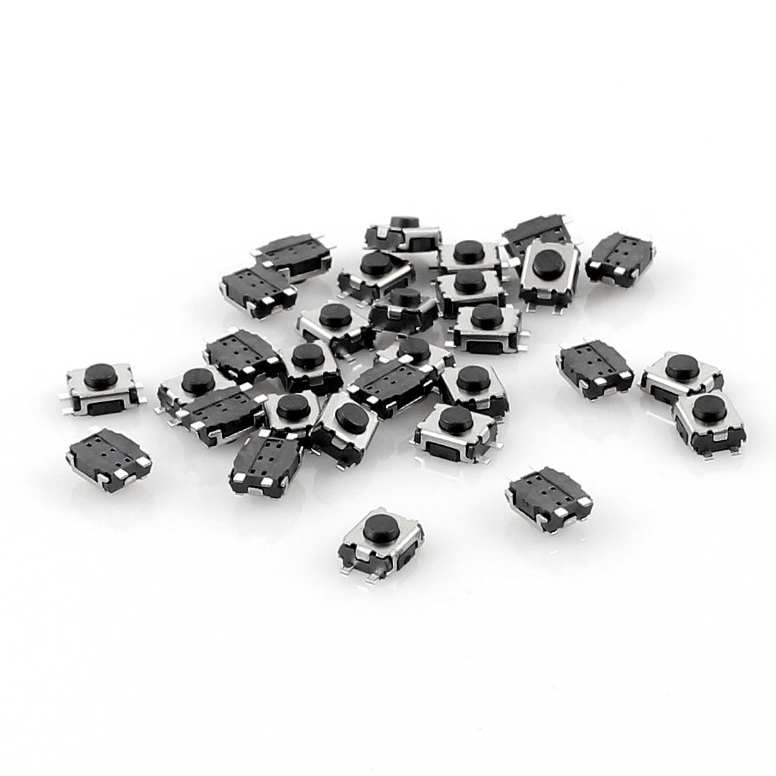 sourcingmap 30 Pcs 4mm x 3mm 4-Pin Surface Mounted Devices SMT Momentary Push Button Tactile Tact Switch