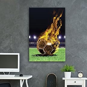 Sports Theme Golden Soccer Fire on The Soccer Court