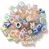 DanLingJewelry 100Pcs Random AB Color Plated Acrylic Letter Beads Large Hole UV Plating Iridescent Alphabet A~Z Beads for Jewelry Making DIY