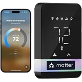 meross Matter Smart Thermostat for Electric Baseboard Heater, Black | WiFi Programmable Thermostat Works with HomeKit, Alexa, Google Home &amp; SmartThings | 120-240V | Energy Saving | Remote Control