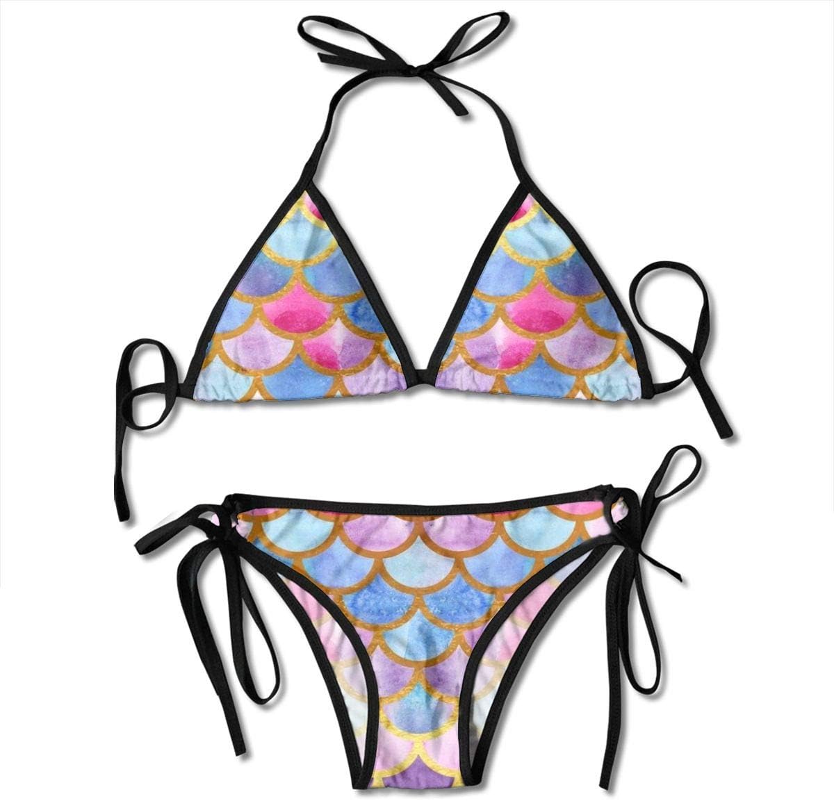 Color Scale Women's Halter Bikin Swimsuits Bikini Set Thong Bikini