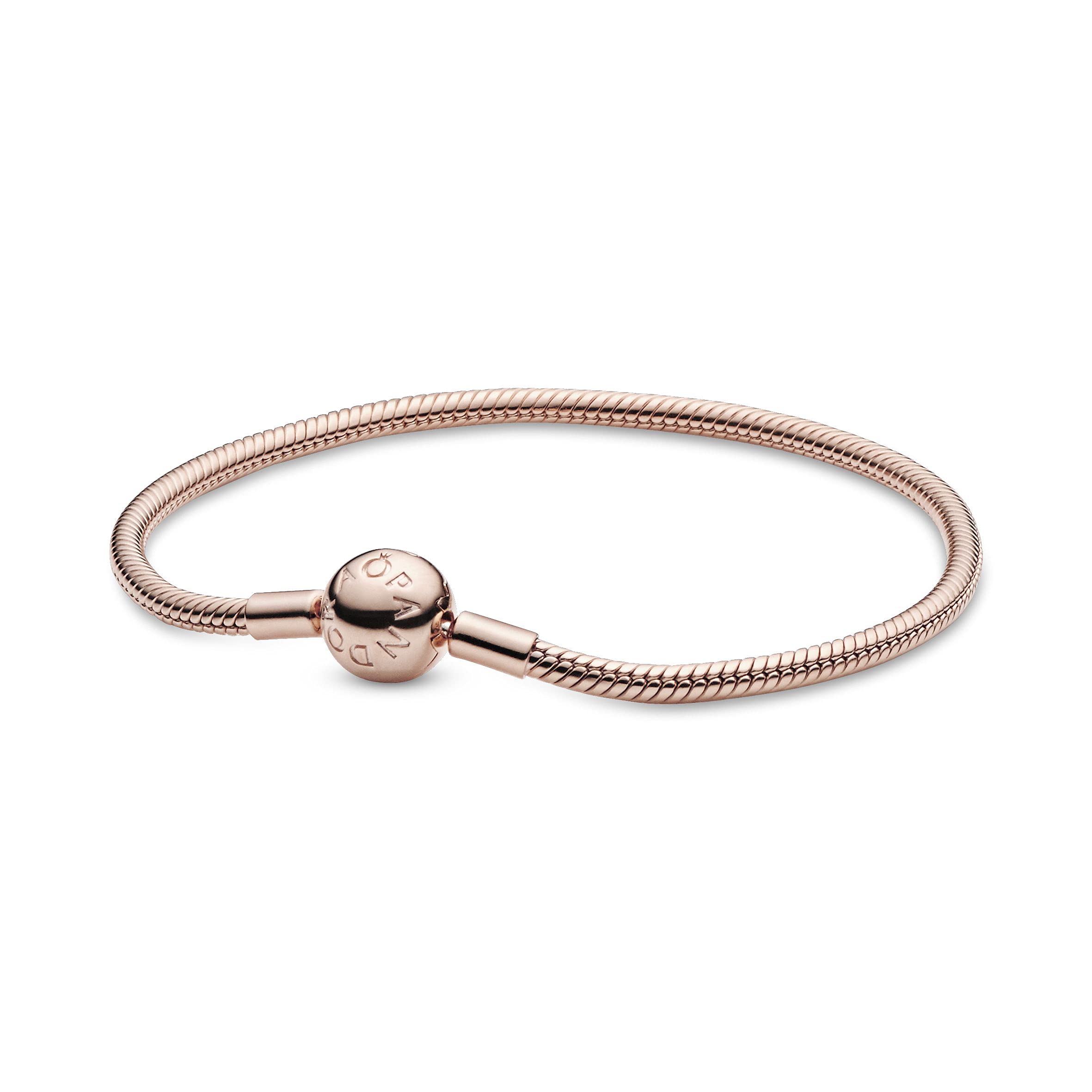 PANDORA Moments Women's 14k Rose Gold-Plated Snake Chain Bracelet for Charms, Size 20, No Box
