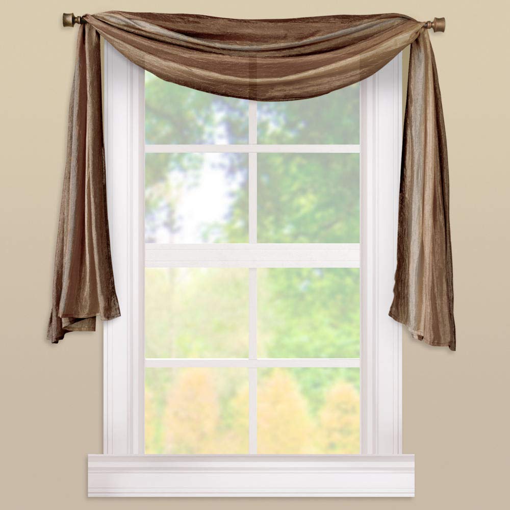 Achim Home Furnishings Curtain Soft Window Scarf, Chocolate, 50x144 EU — image 1