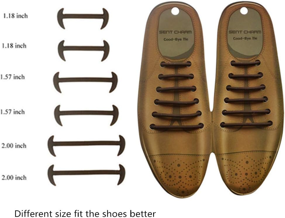 No Tie Shoelaces for Men Leather Shoes Silicone Elastic Waxed Thin Oxford Round Dress Shoes Shoelaces 12 Pcs