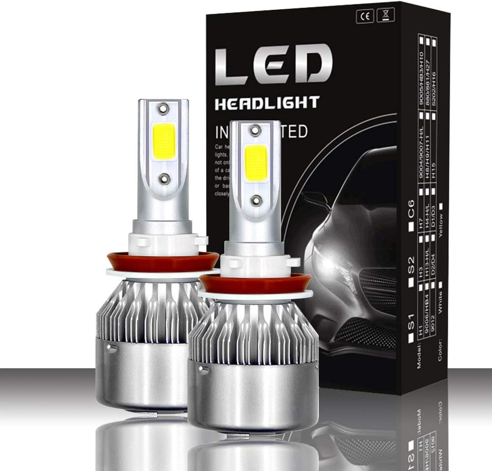 Mushan H11 LED Headlight Bulbs, Low Beam/Fog Light Bulbs IP68 Waterproof -80W 6000K 10400Lumens Extremely Bright H8 H9 Advanced COB Chips Conversion Kit(Pack of 2)