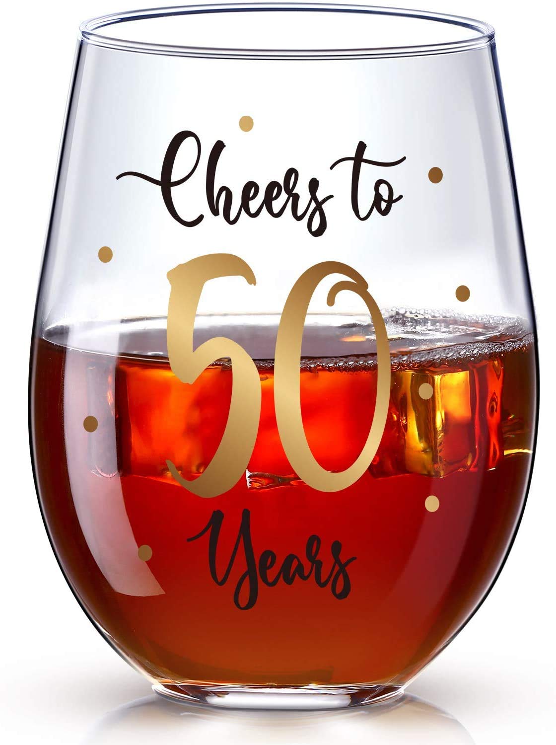 E/A 50th Anniversary Celebration Glass for Men and Women, Birthday Gift,Anniversary Celebration, 50th Birthday Party Wedding Cheer Glass, 17 oz