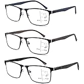 Ryegis Progressive Multifocus Reading Glasses Anti Blue Light,Stylish Readers For Men 2.0x