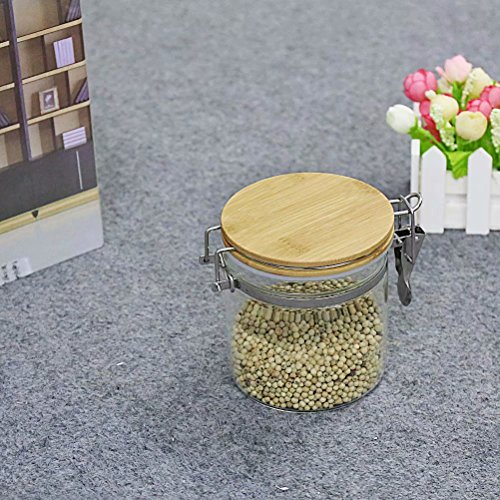 Food Storage Jar, 18.58 FL OZ (550 ML), 77L Glass Food Storage Jar with Airtight Seal Bamboo Lid, Snap-Fit White Glass Food Storage Canister for Serving Tea, Coffee, Spice and More