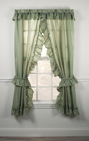 Stacey One Rod Criss Cross Ruffled Priscilla Window Curtain With