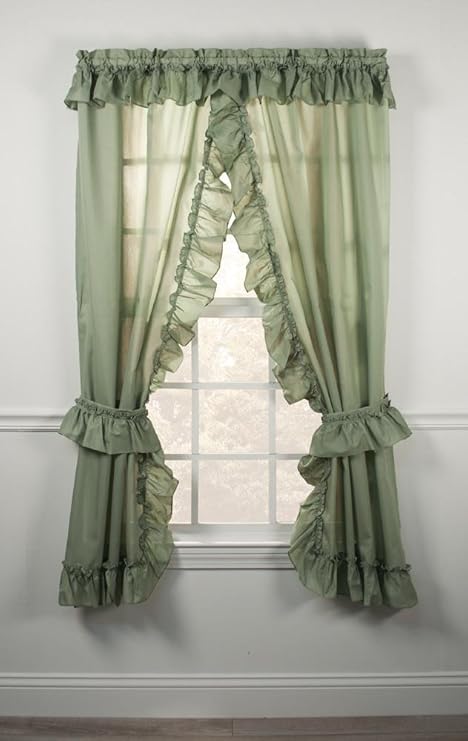 Stacey One Rod Criss Cross Ruffled Priscilla Window Curtain With