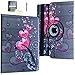 JYtrend Case for iPad 9.7 2018/2017, Rotating Stand Smart Magnetic Auto Wake Up/Sleep Cover for A1893 A1954 A1822 A1823 MP2G2LL/A MP2J2LL/A MPGT2LL/A MPGW2LL/A MP2F2LL/A MP2H2LL/A (Heart Flower)