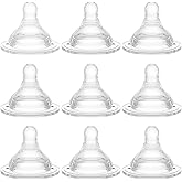 Gotocut Bottle Nipples Slow Flow Nipple Level 1, 0m+, Compatible with Wide-Neck Baby Bottle, 9 Count