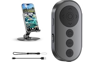 Bluetooth Camera Remote Shutter with Zoom and Camera Switch for Photo and Vlogging, Cellphone Remote Clicker for iOS & Androi