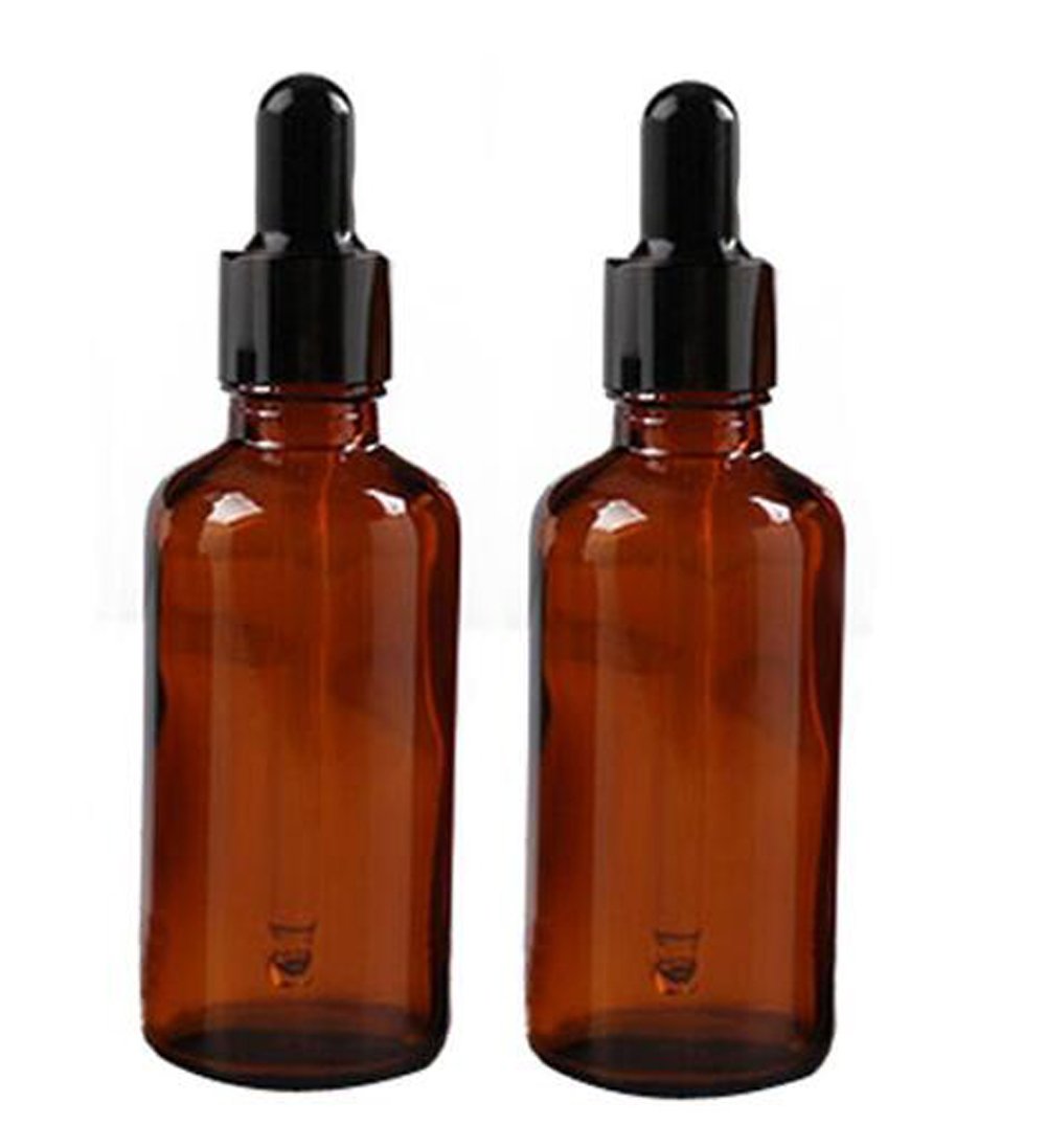 2PCS 50ML 1.7oz Brown Glass Empty Eye Dropper Bottle Oil Perfume
