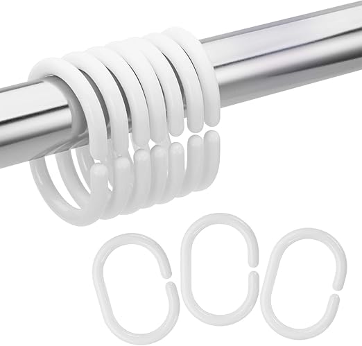 Amazon Com Amazer 24 Pcs Shower Curtain Rings Plastic Shower