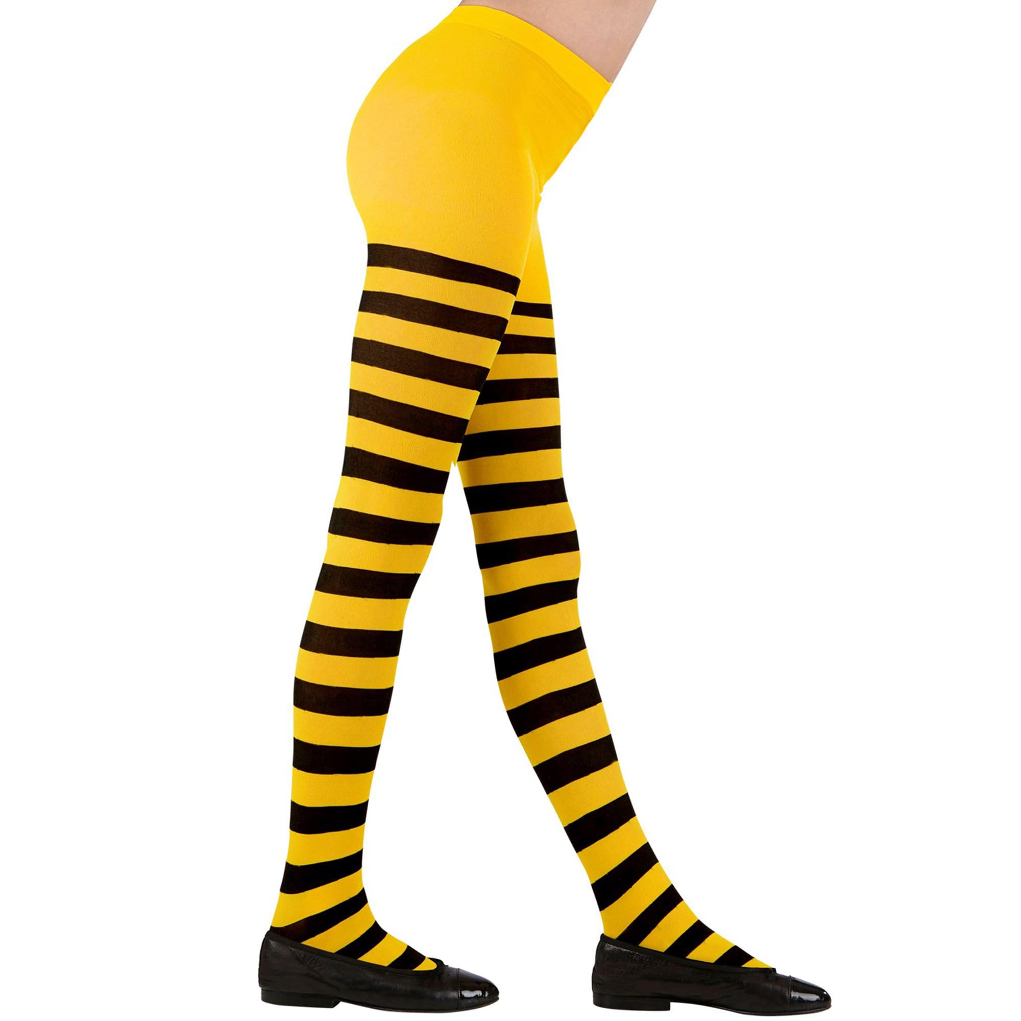 W WIDMANN MILANO Party Fashion - Bee Tights for Girls, Insects, Animals, Clowns, Circus, Carnival, Theme Parties, 70 DEN, Size 1-3 Years, Yellow-Black